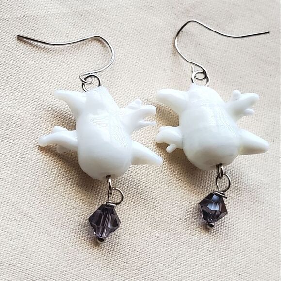 👻👻 Glass Lampwork Ghost Earrings - Picture 2 of 5